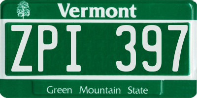 VT license plate ZPI397