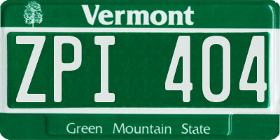 VT license plate ZPI404