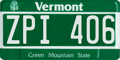 VT license plate ZPI406