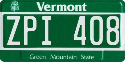 VT license plate ZPI408
