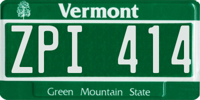 VT license plate ZPI414