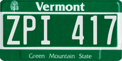 VT license plate ZPI417
