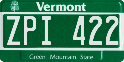 VT license plate ZPI422