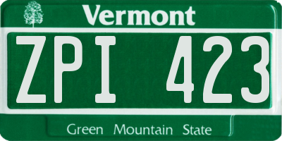 VT license plate ZPI423