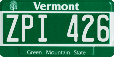 VT license plate ZPI426