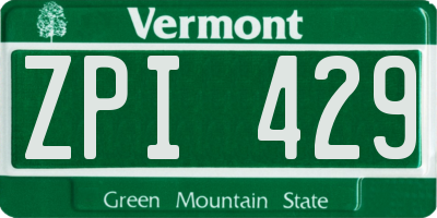 VT license plate ZPI429