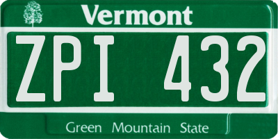 VT license plate ZPI432