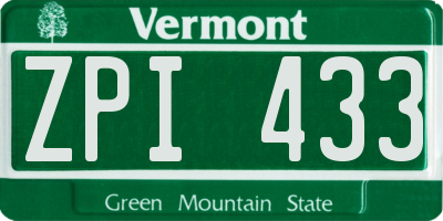VT license plate ZPI433