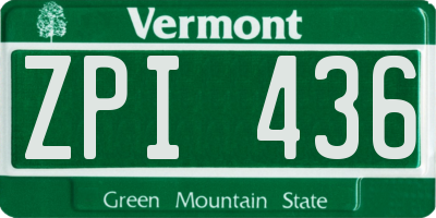 VT license plate ZPI436
