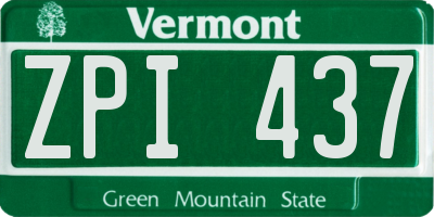 VT license plate ZPI437