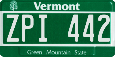 VT license plate ZPI442