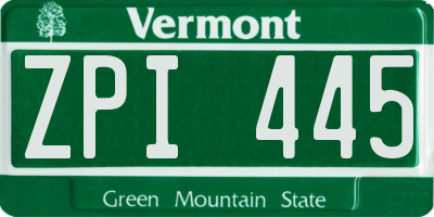 VT license plate ZPI445