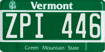 VT license plate ZPI446