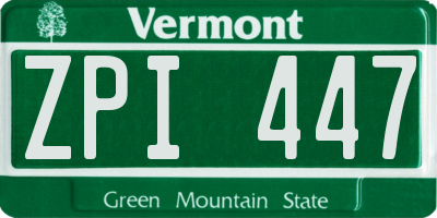 VT license plate ZPI447