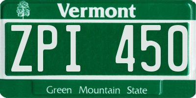 VT license plate ZPI450