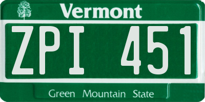 VT license plate ZPI451