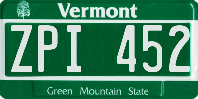 VT license plate ZPI452