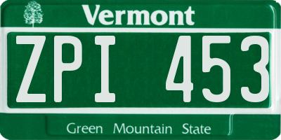 VT license plate ZPI453