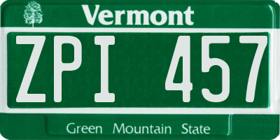 VT license plate ZPI457