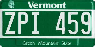 VT license plate ZPI459