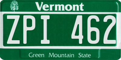 VT license plate ZPI462