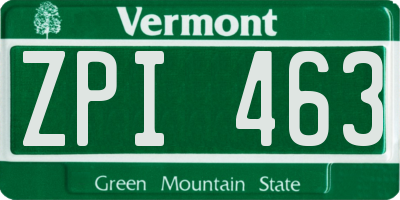 VT license plate ZPI463