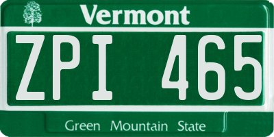VT license plate ZPI465