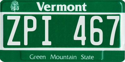 VT license plate ZPI467