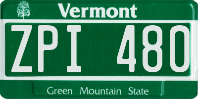 VT license plate ZPI480