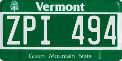 VT license plate ZPI494