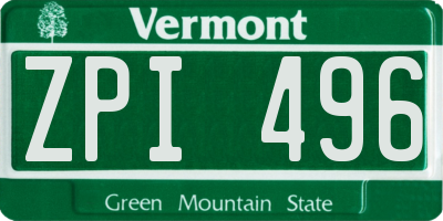 VT license plate ZPI496