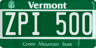 VT license plate ZPI500