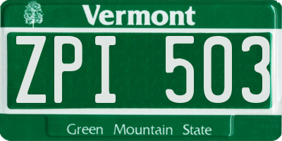 VT license plate ZPI503