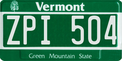 VT license plate ZPI504