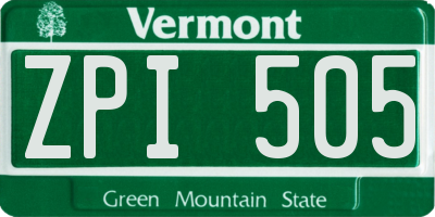 VT license plate ZPI505
