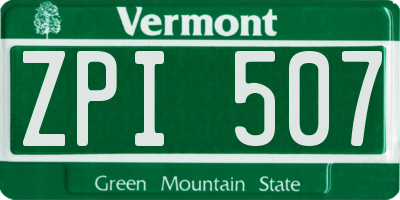 VT license plate ZPI507