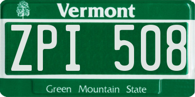 VT license plate ZPI508