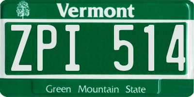 VT license plate ZPI514