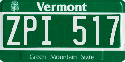 VT license plate ZPI517