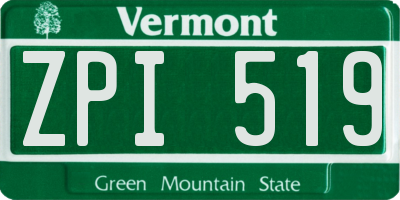 VT license plate ZPI519