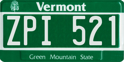 VT license plate ZPI521