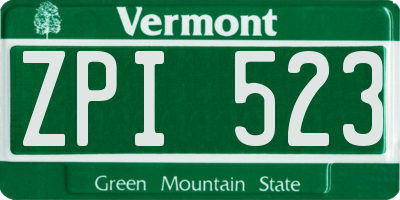 VT license plate ZPI523