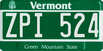 VT license plate ZPI524