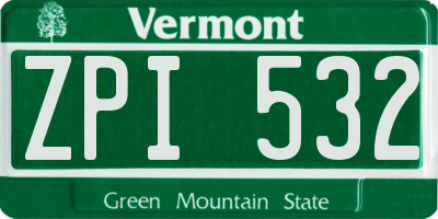VT license plate ZPI532