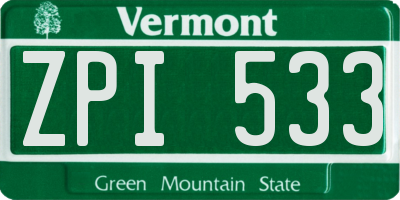 VT license plate ZPI533
