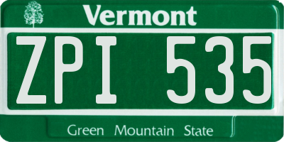 VT license plate ZPI535