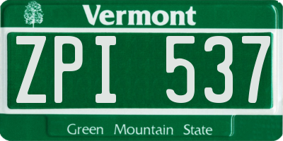 VT license plate ZPI537