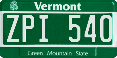 VT license plate ZPI540