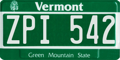 VT license plate ZPI542