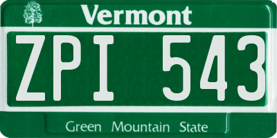 VT license plate ZPI543